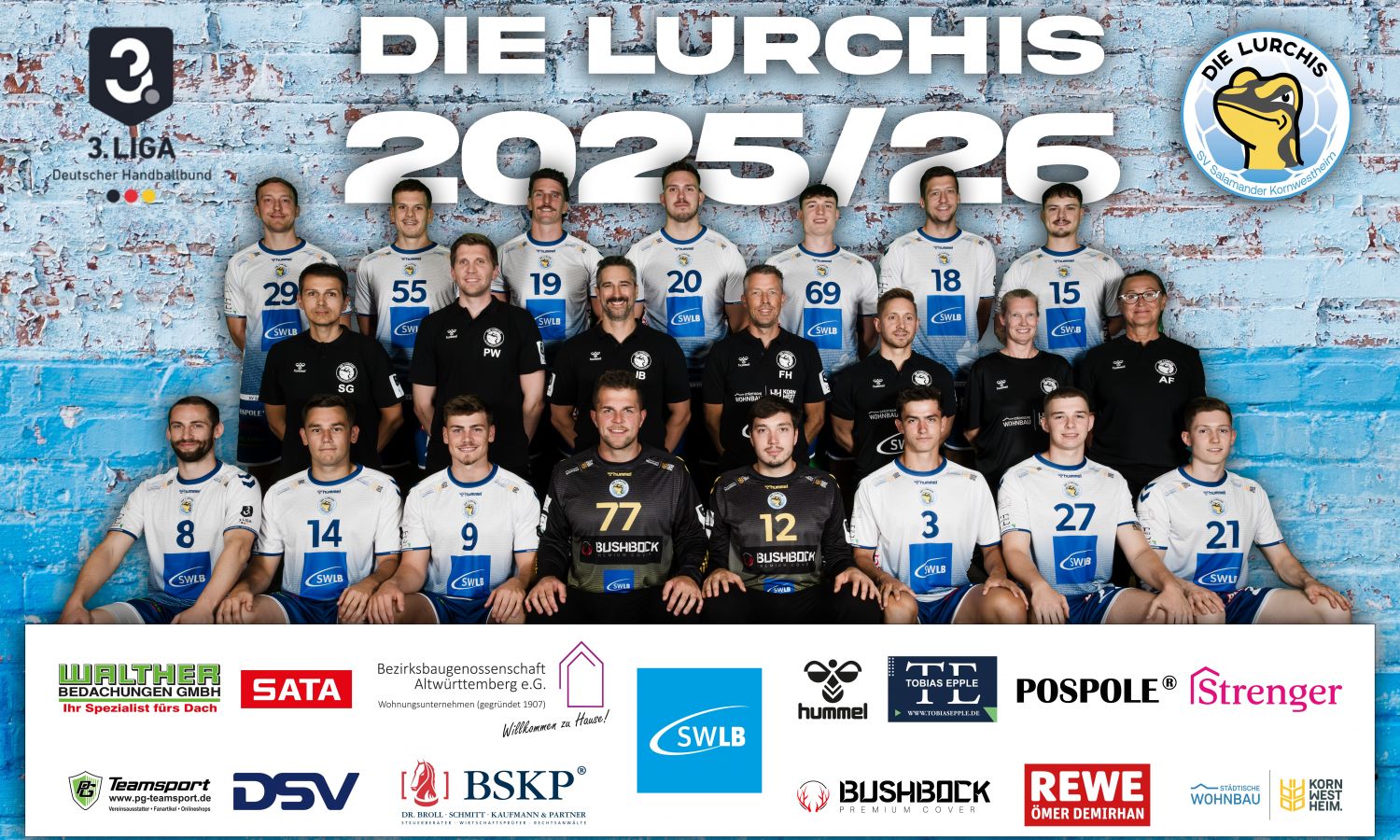 Gruppenbild Männer 1 mit Sponsoren Logos