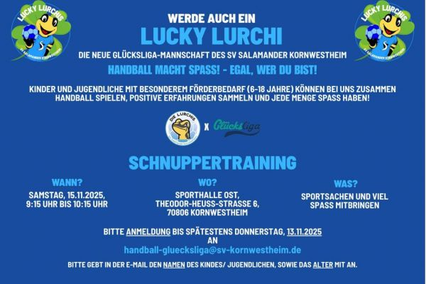 Flyer Lucky Lurchis Glücksliga Schnuppertraining